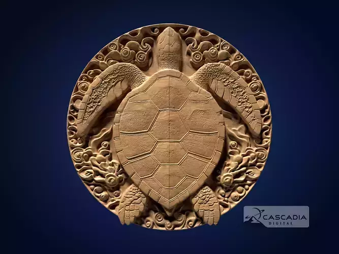 Sea Turtle Round - CNC Router Carving Casting coaster coin