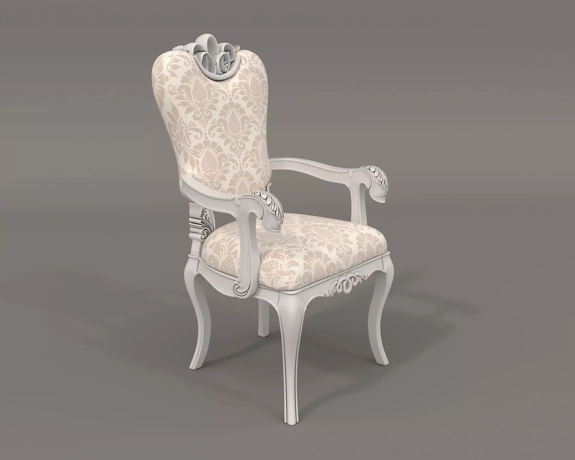 Classic European style Dining Table and Chairs 36 3D model_6