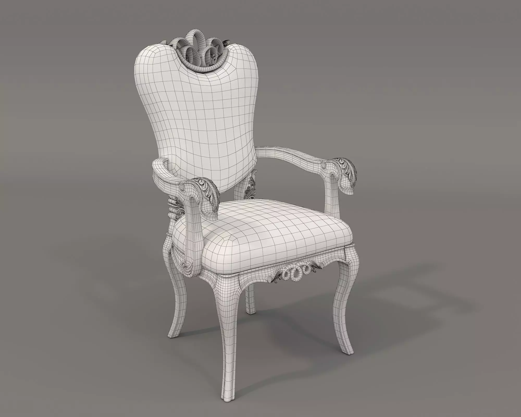 Classic European style Dining Table and Chairs 36 3D model_11