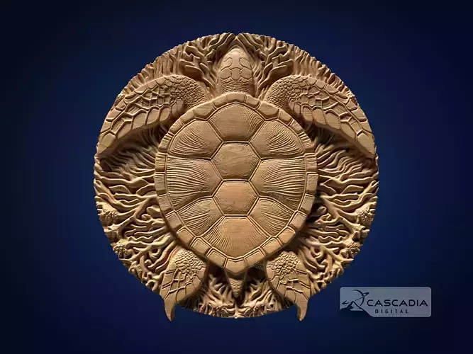 Sea Turtle Round - CNC Router Carving Casting coaster coin