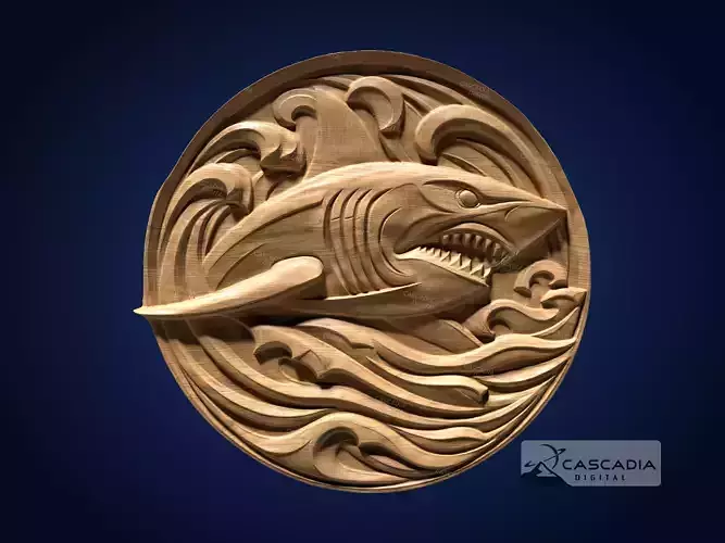 Shark Round - CNC Router Carving Casting Ocean sea marine