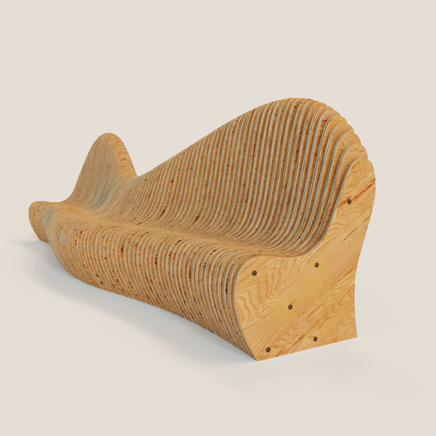 Parametric bench Wave 3D model_4