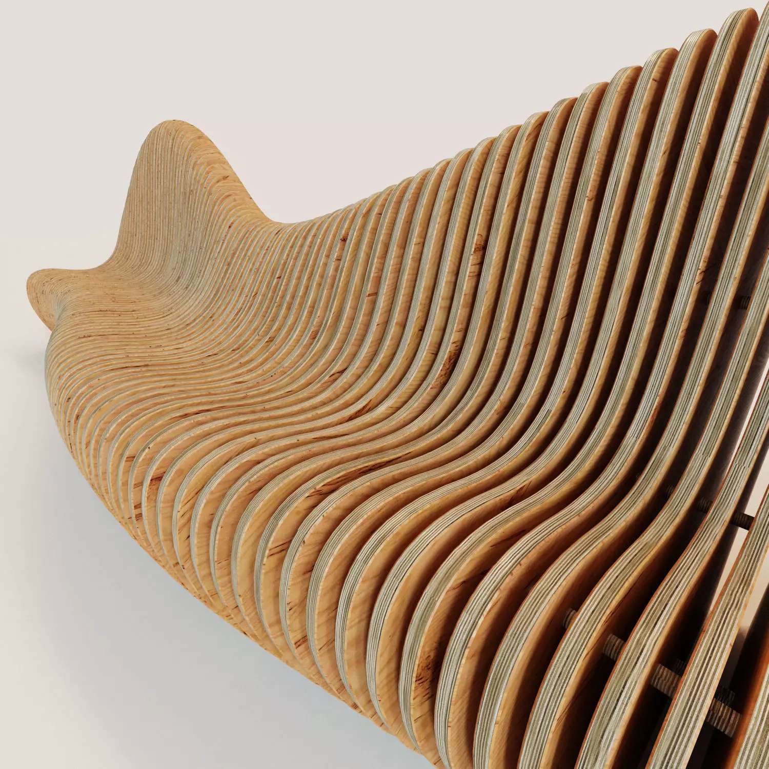 Parametric bench Wave 3D model_0
