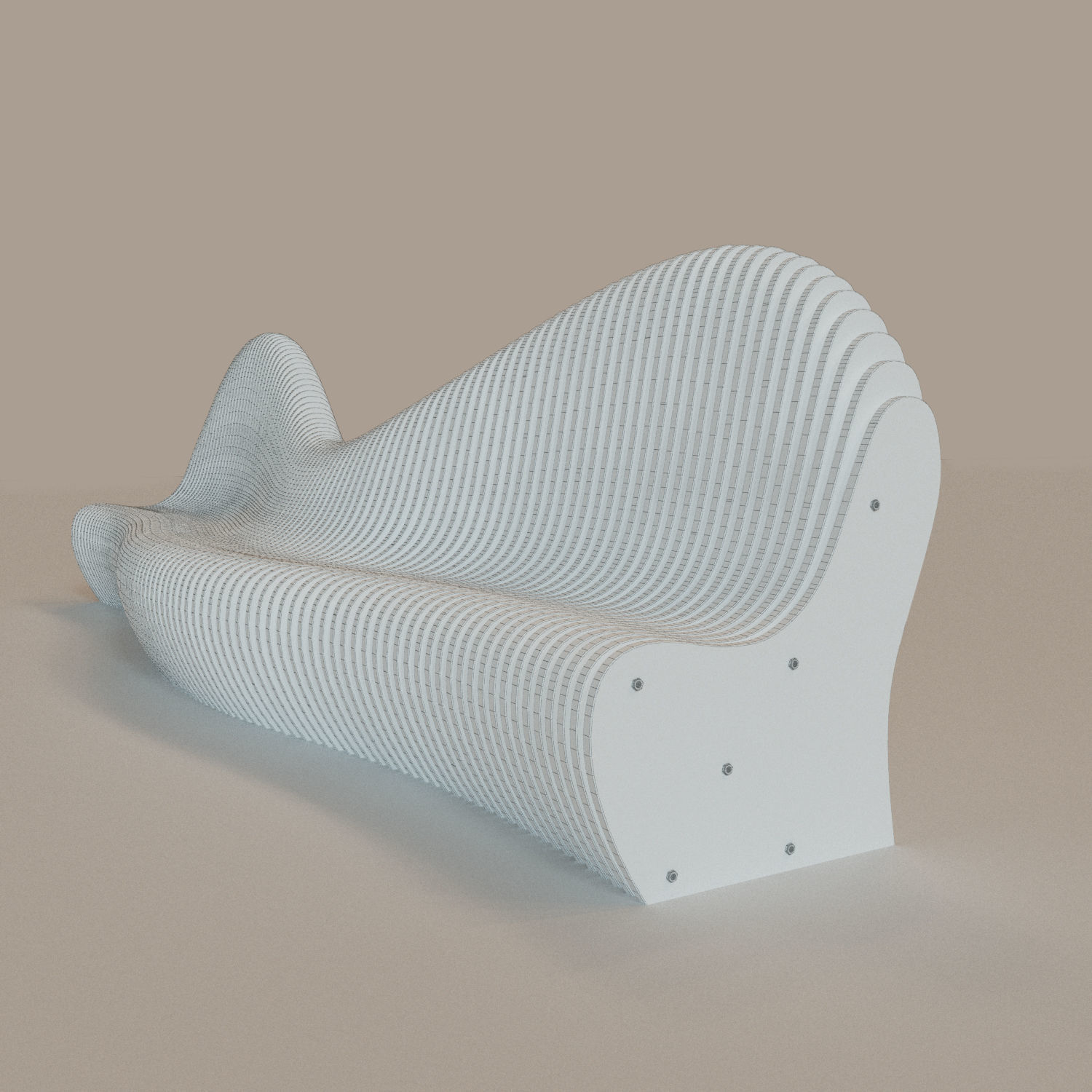 Parametric bench Wave 3D model_5