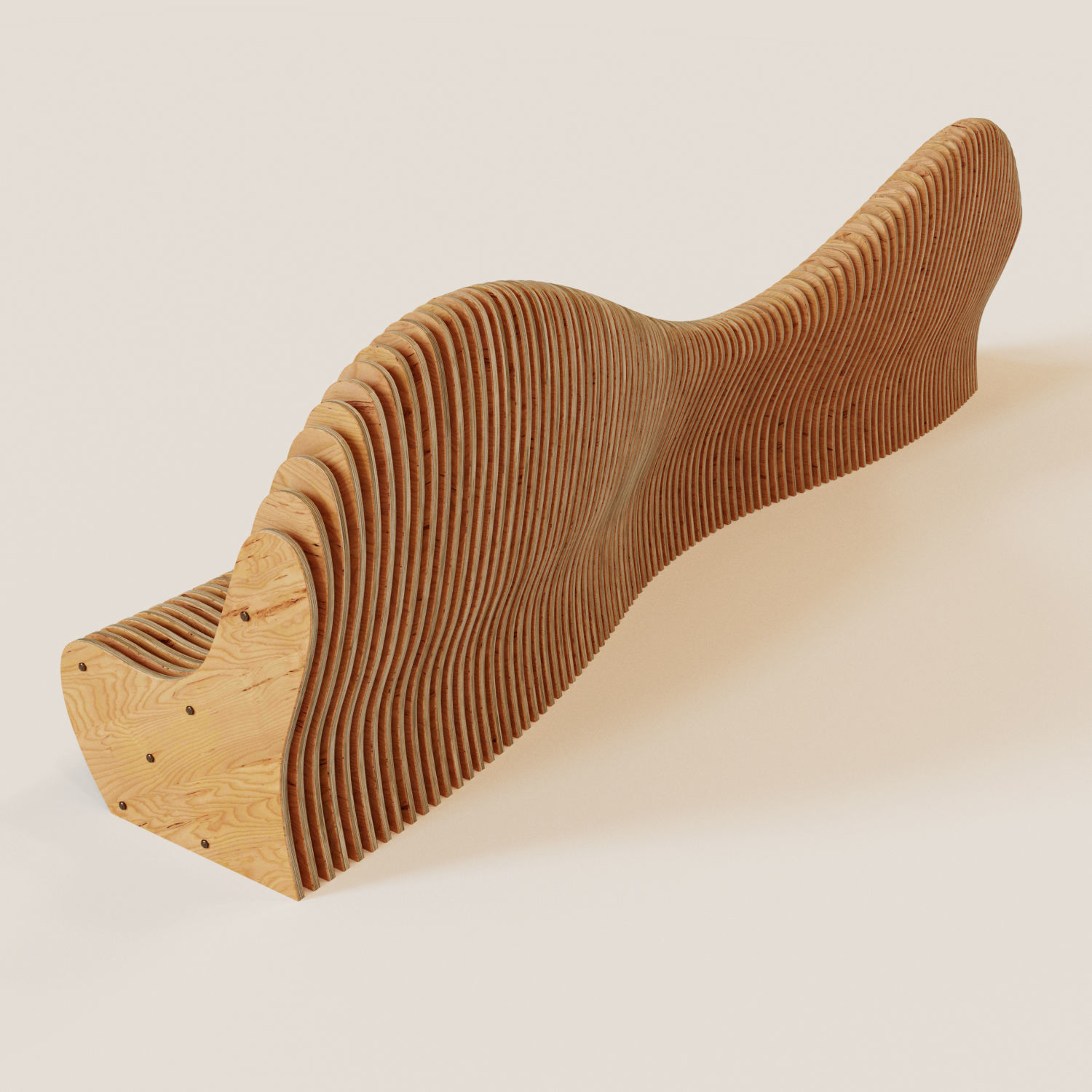 Parametric bench Wave 3D model_2