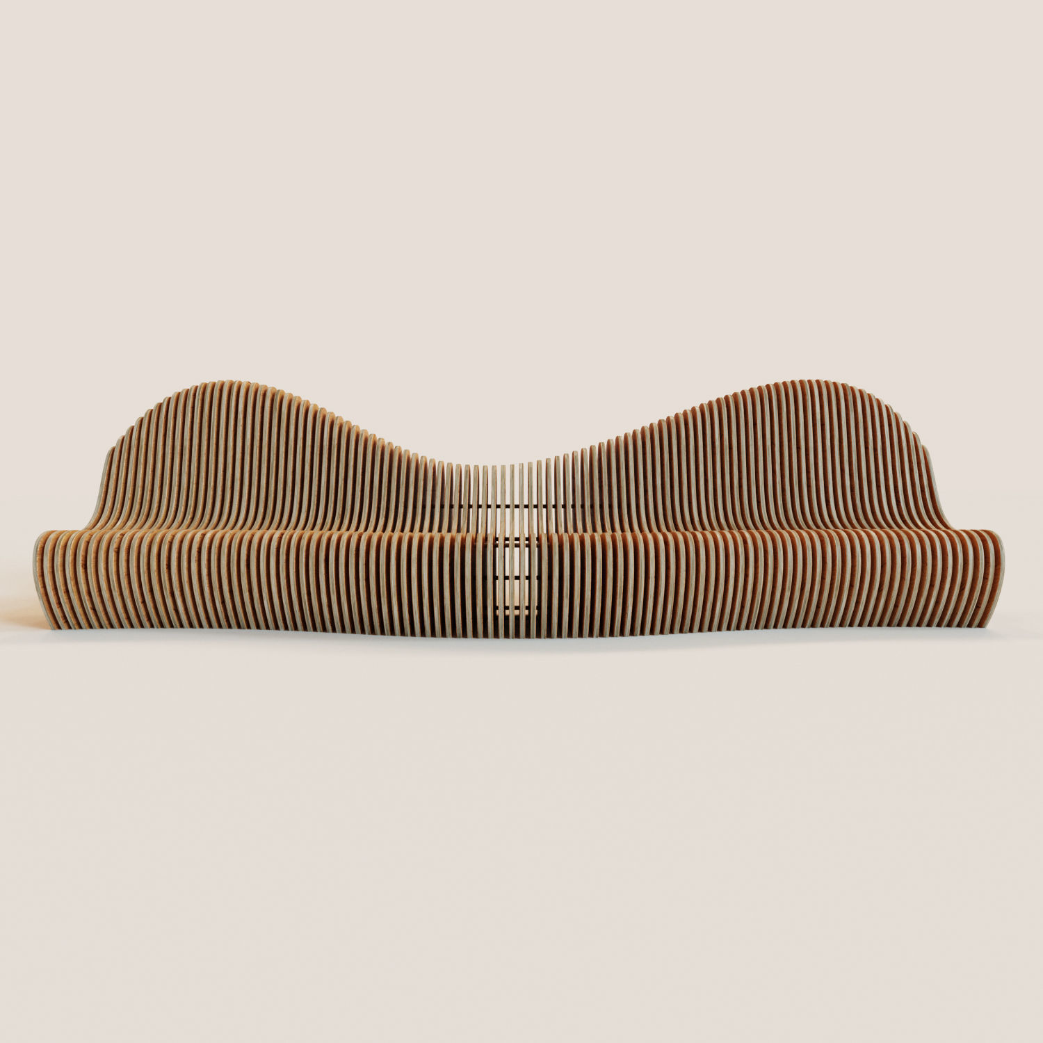 Parametric bench Wave 3D model_1