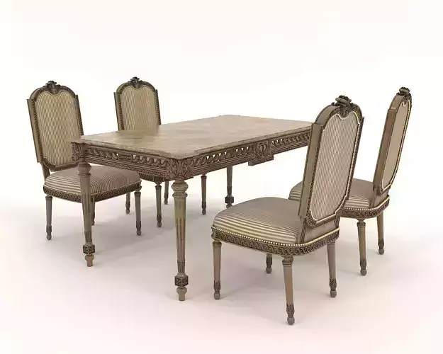 Classic European style Dining Table and Chairs 37