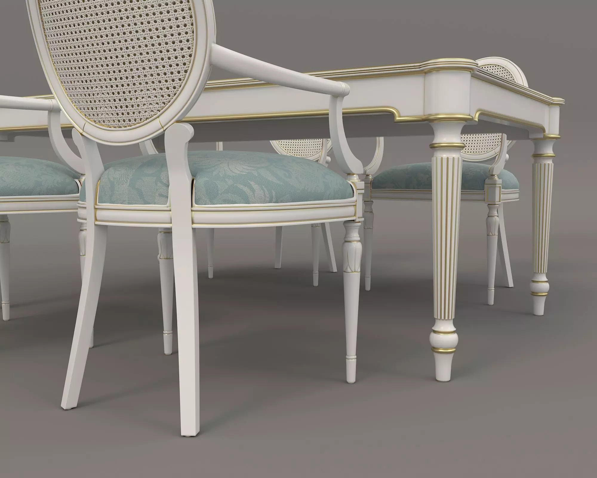European style Dining Table and Chairs 11 3D model_3