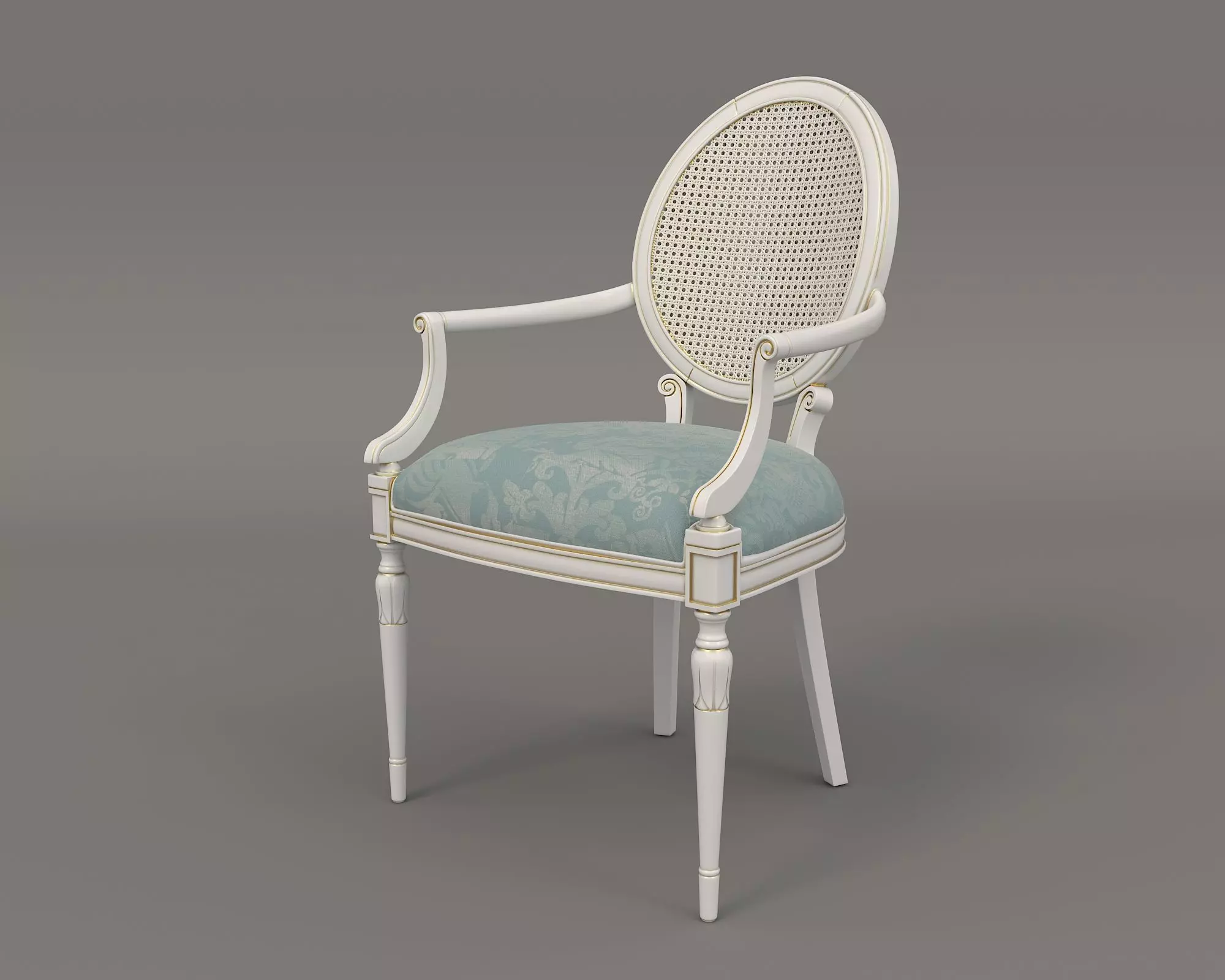 European style Dining Table and Chairs 11 3D model_7