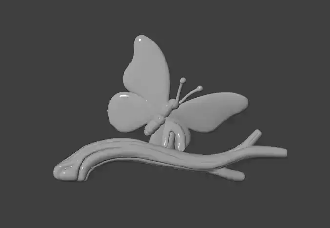 Purple-Pink Butterfly on Branch