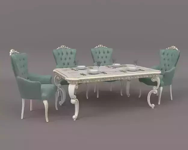 Classic European style Dining Table and Chairs 38