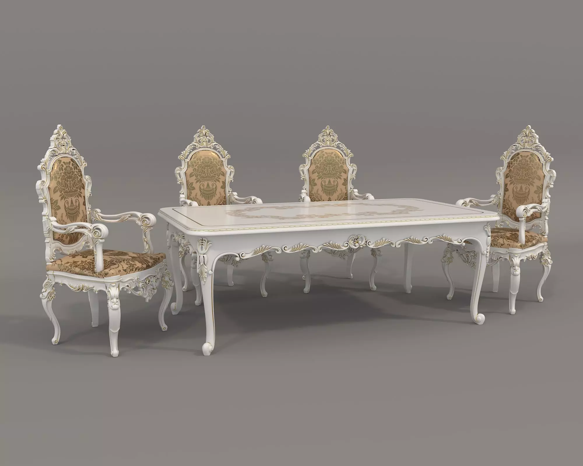 Classic European style Dining Table and Chairs 41 3D model_0