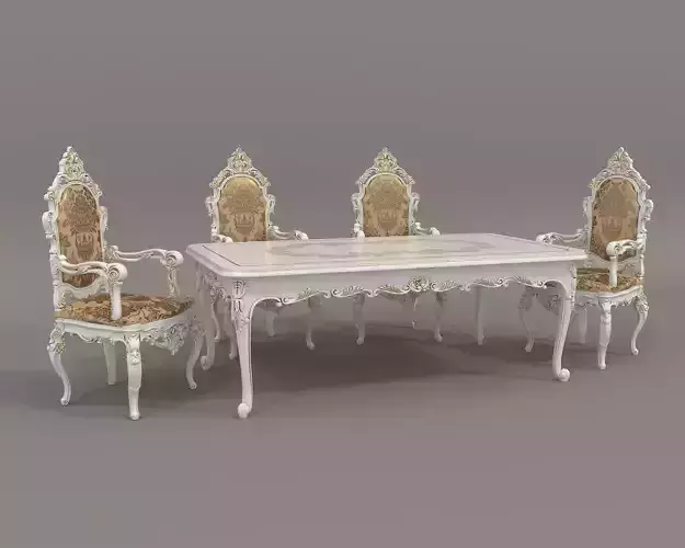 Classic European style Dining Table and Chairs 41