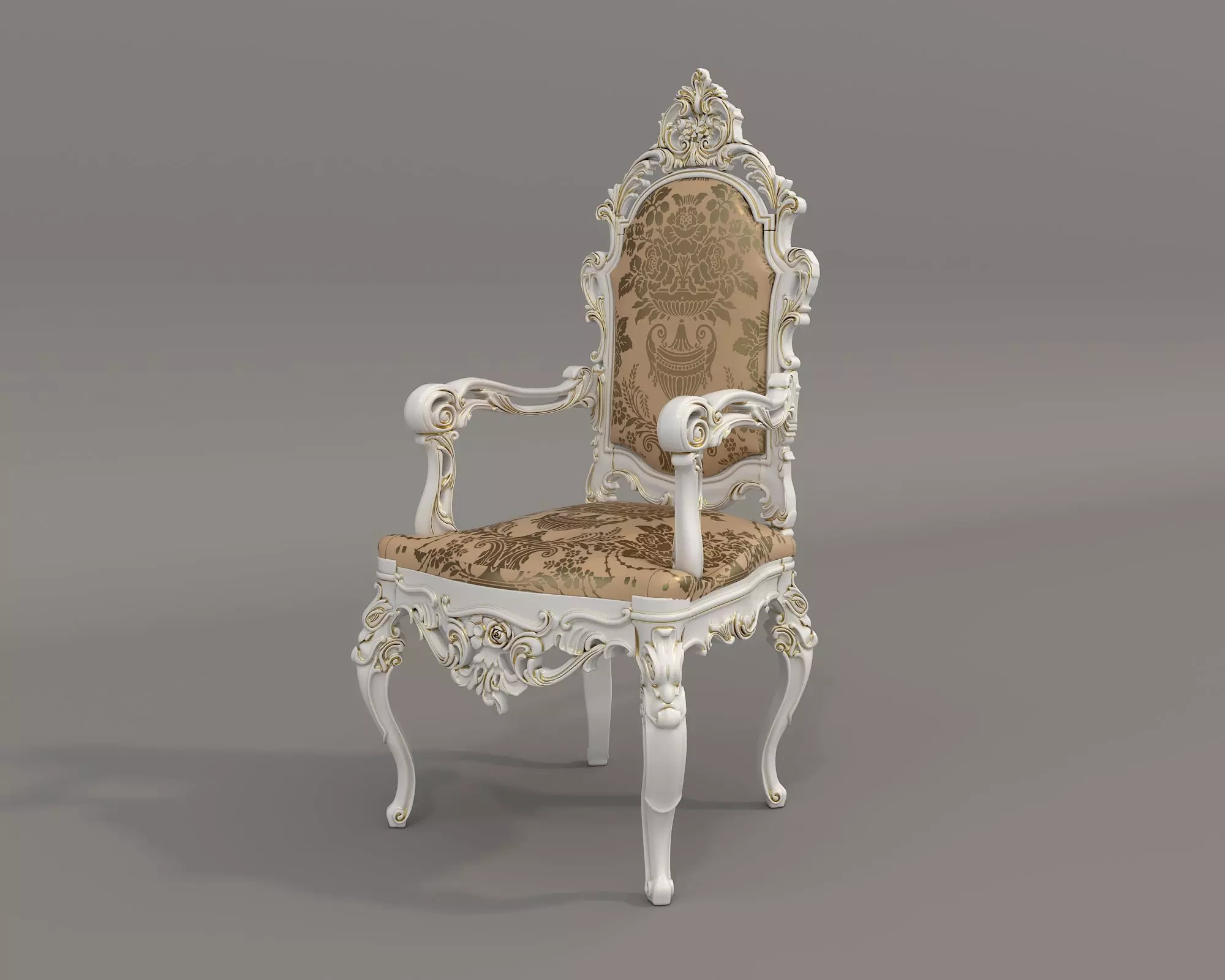 Classic European style Dining Table and Chairs 41 3D model_5