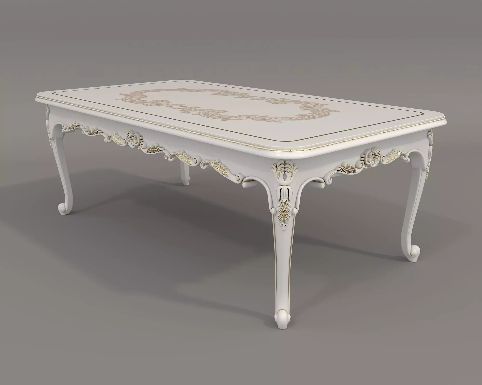 Classic European style Dining Table and Chairs 41 3D model_7