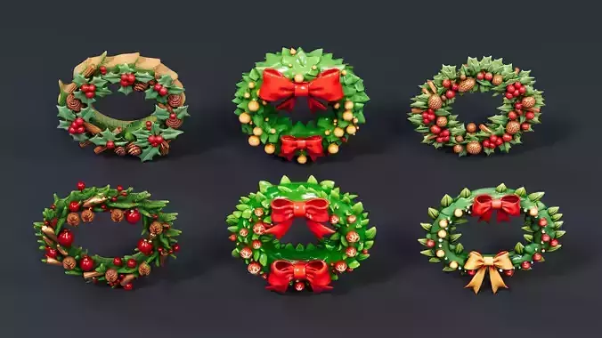 Christmas decoration wreath garland 3D model