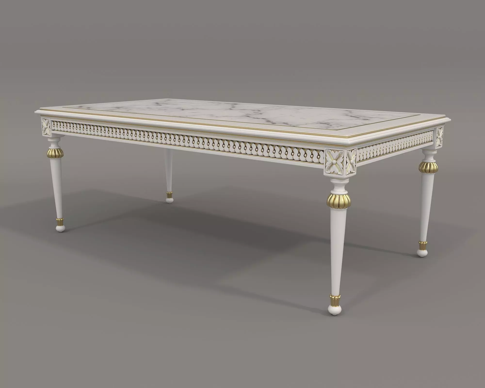 Classic European style Dining Table and Chairs 43 3D model_5