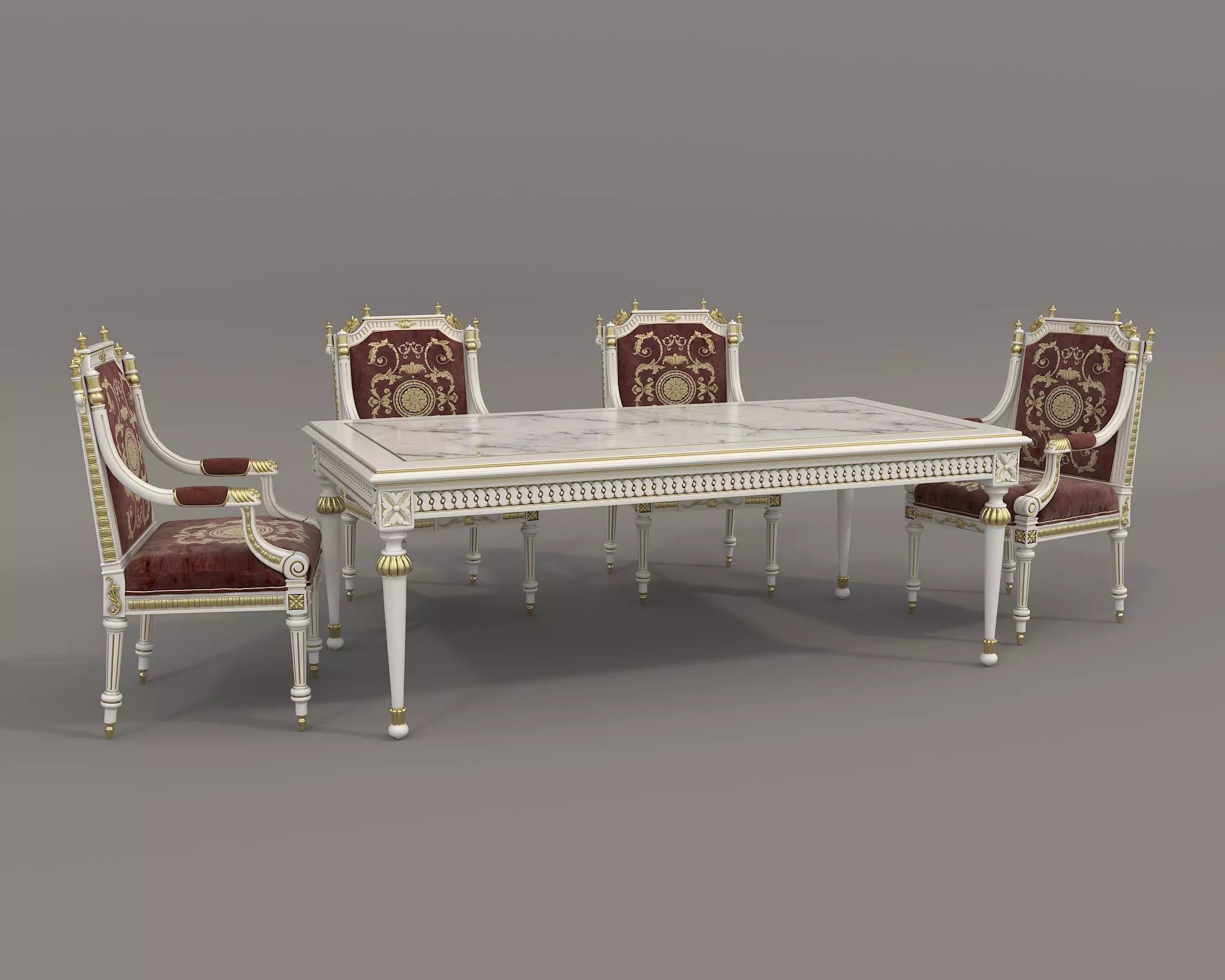 Classic European style Dining Table and Chairs 43 3D model_0