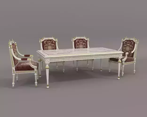 Classic European style Dining Table and Chairs 43