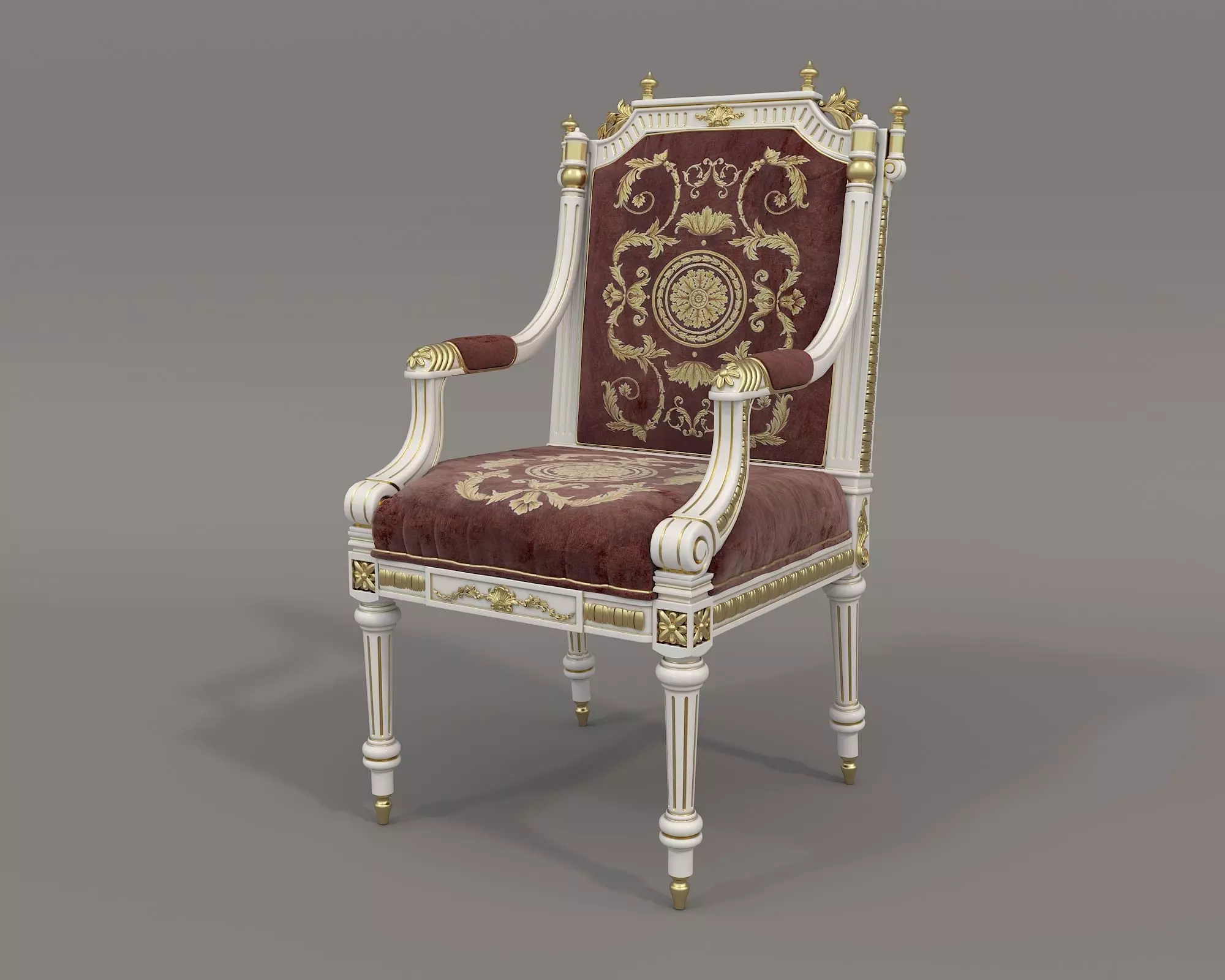 Classic European style Dining Table and Chairs 43 3D model_4