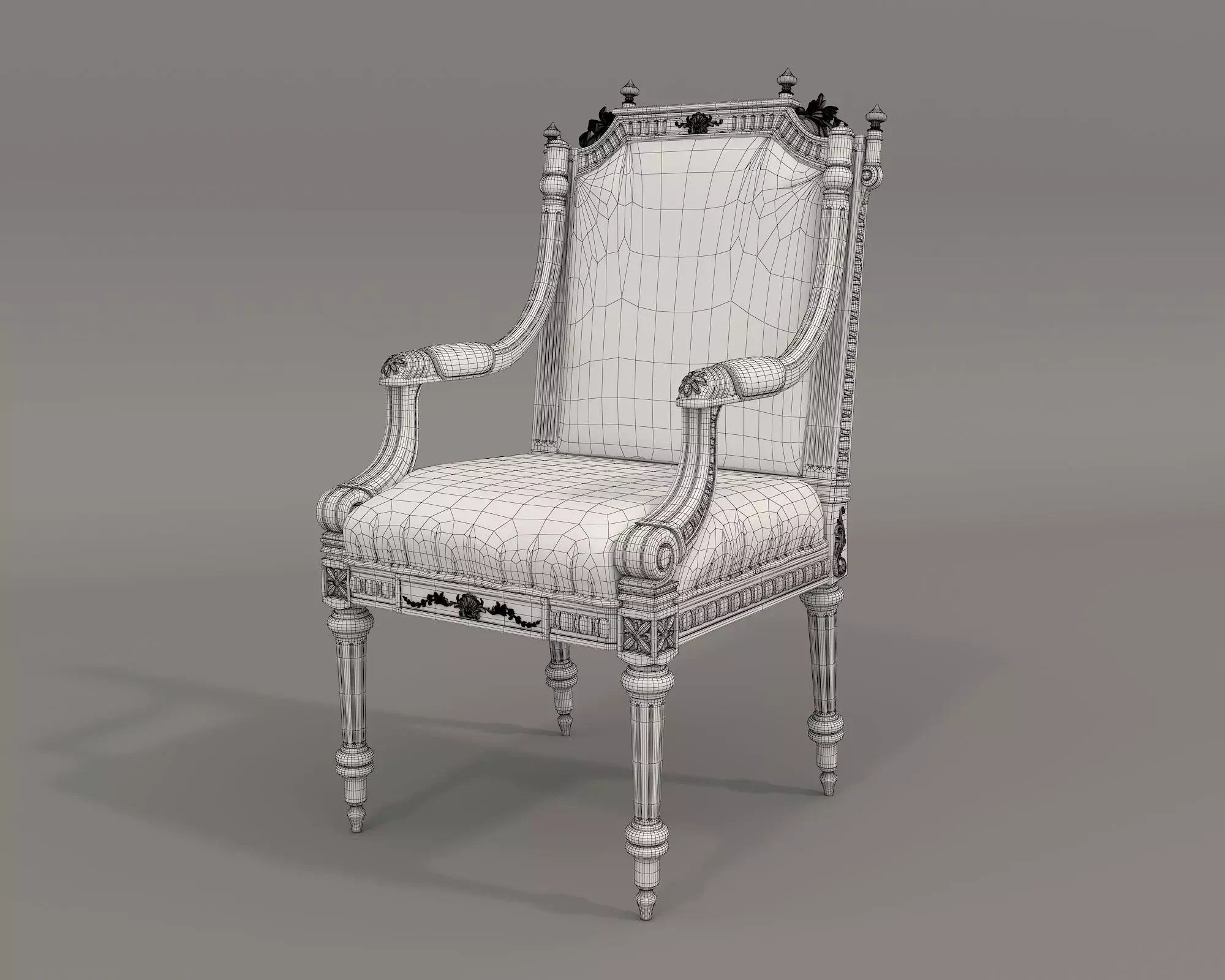 Classic European style Dining Table and Chairs 43 3D model_10