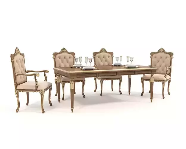 Classic European style Dining Table and Chairs 46