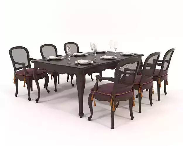 European style Dining Table and Chairs 13