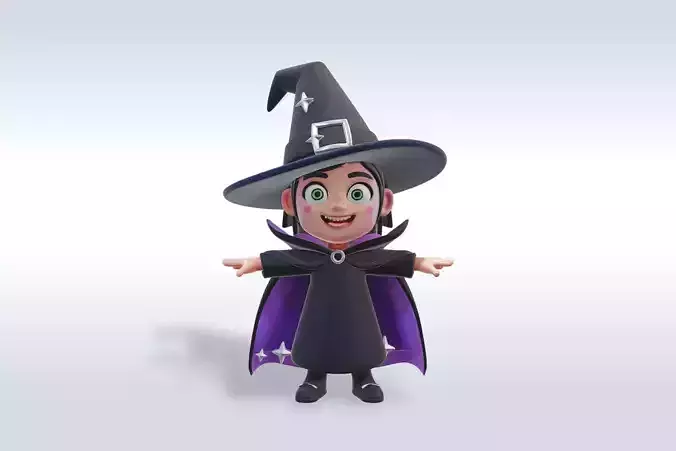 Adorable Witch Character 3D Model