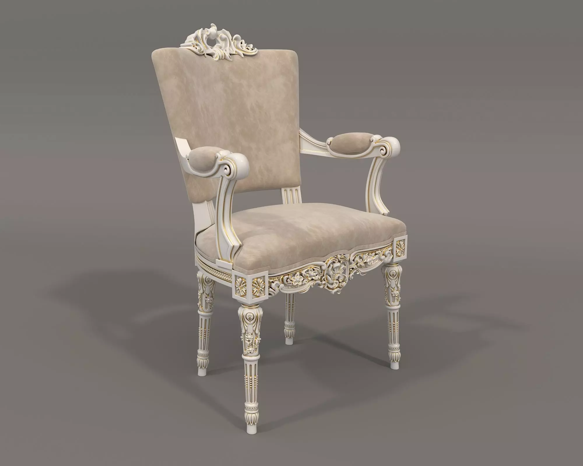 Classic European style Dining Table and Chairs 47 3D model_6