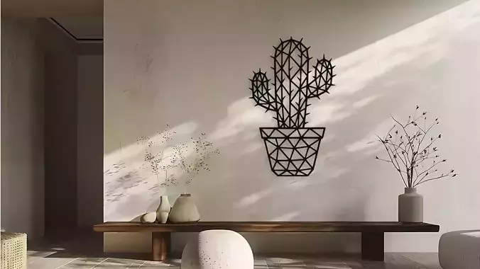 Geometric Cactus Wall Decor Art