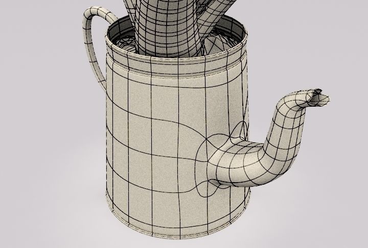 Coffeepot with Aloe Vera plant 3D model_9