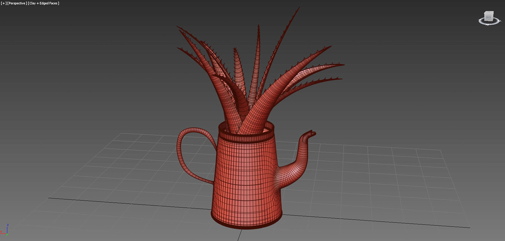 Coffeepot with Aloe Vera plant 3D model_14