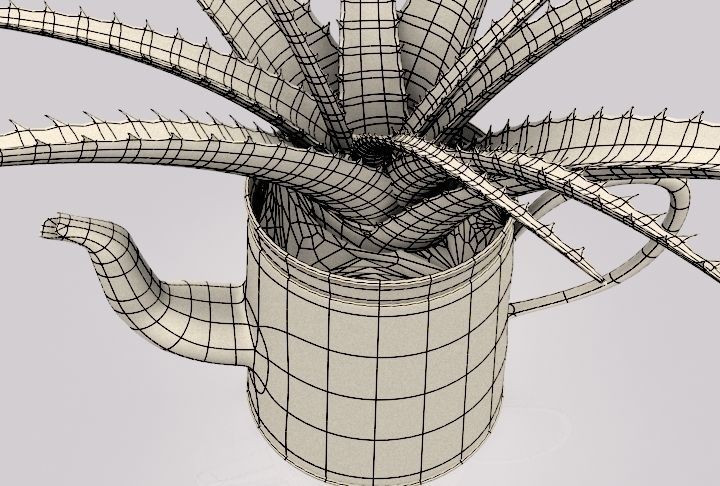 Coffeepot with Aloe Vera plant 3D model_8