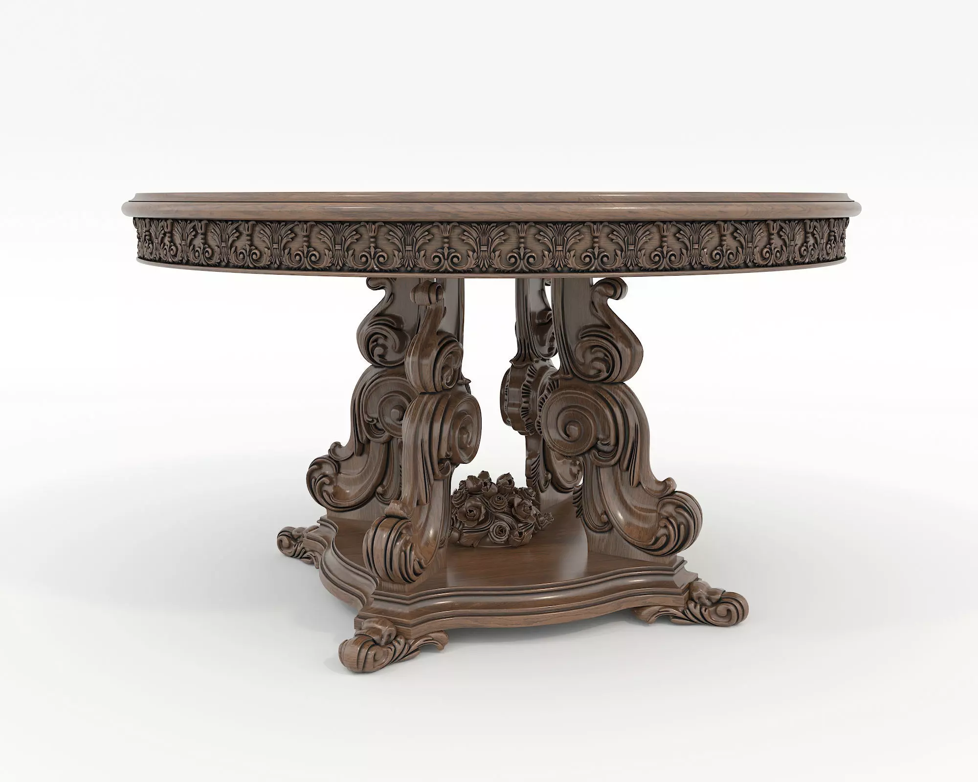 Classic European style Dining Table and Chairs 49 3D model_7