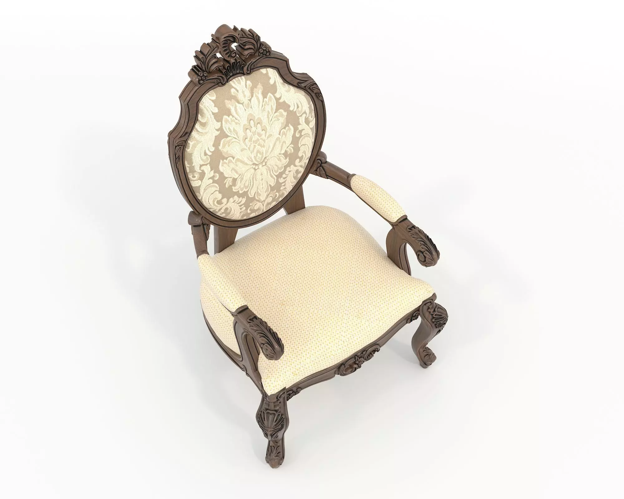 Classic European style Dining Table and Chairs 49 3D model_6