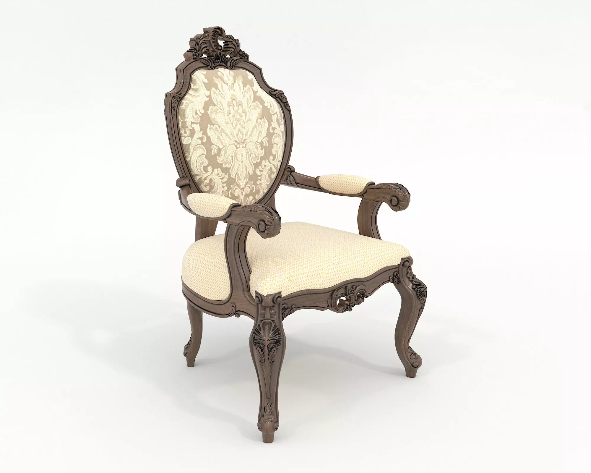 Classic European style Dining Table and Chairs 49 3D model_4