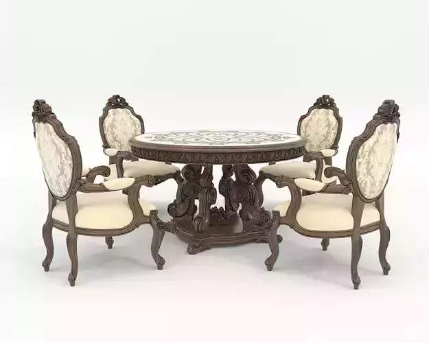 Classic European style Dining Table and Chairs 49
