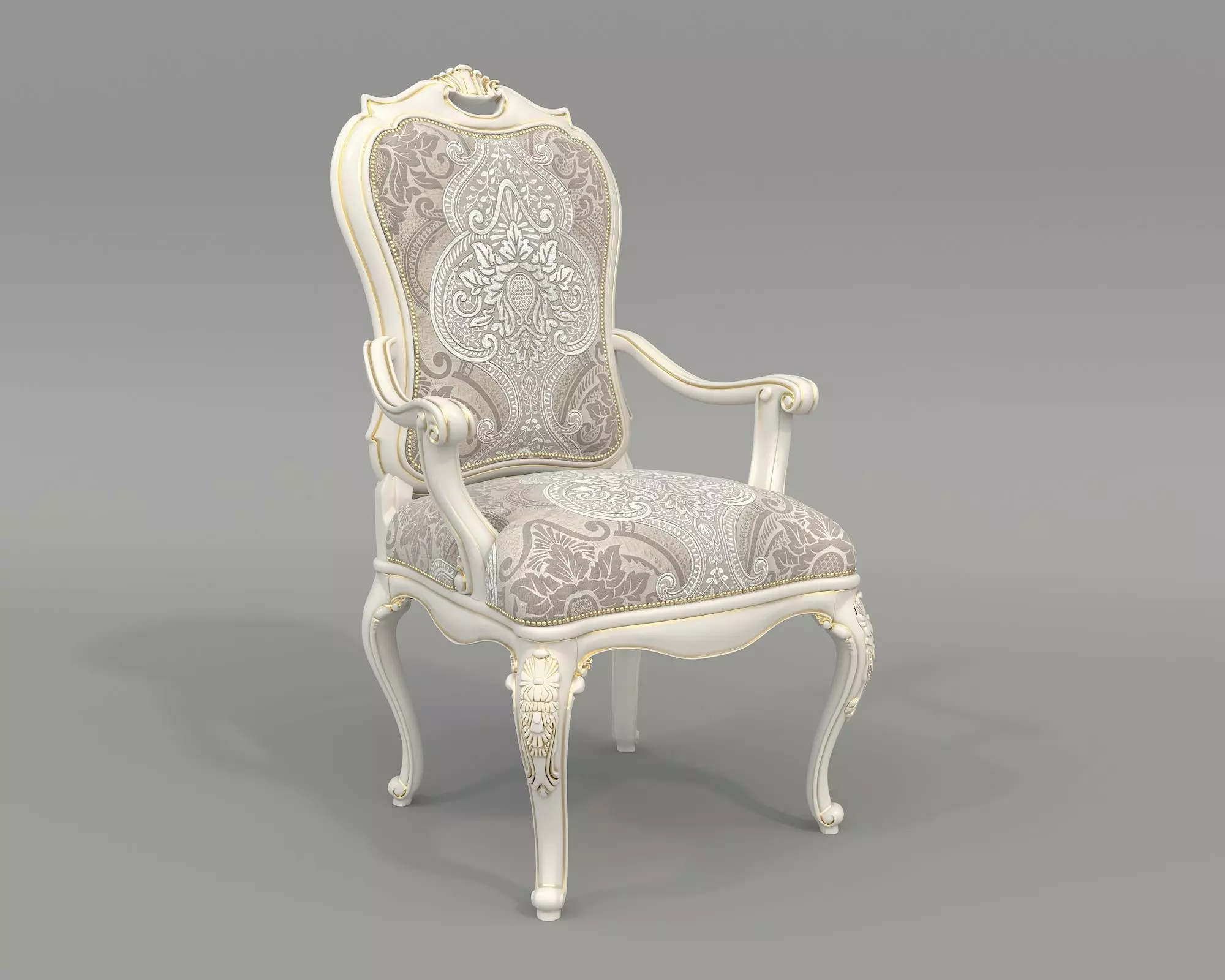 Classic European style Dining Table and Chairs 51 3D model_5