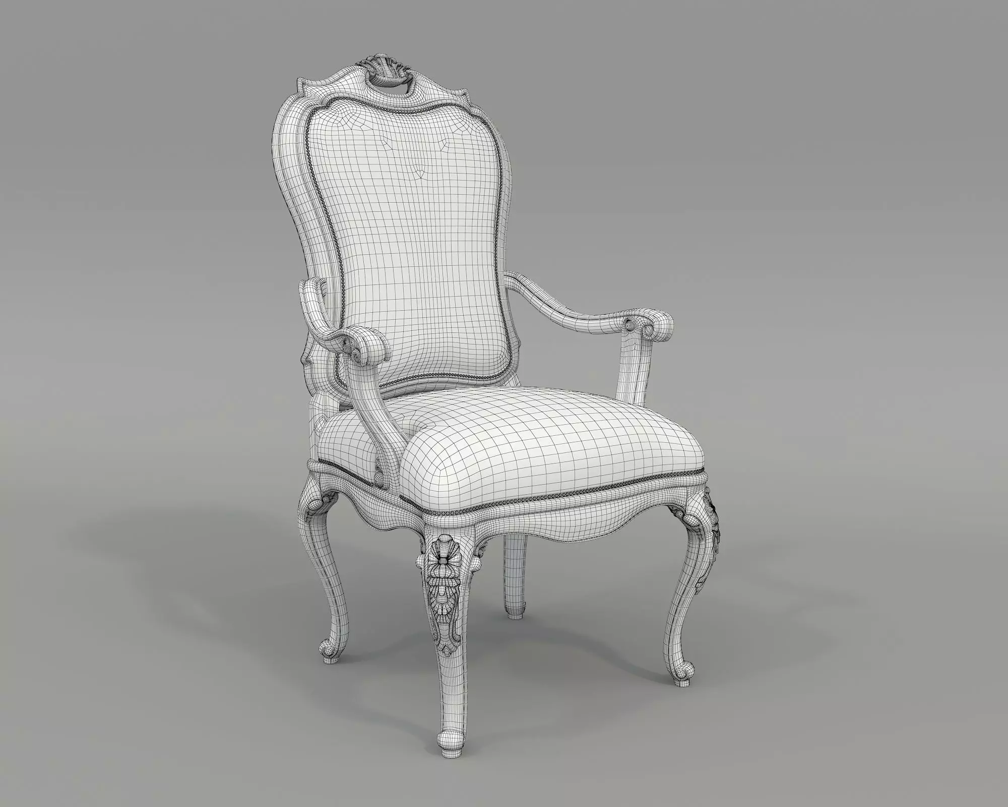 Classic European style Dining Table and Chairs 51 3D model_10