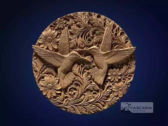 Hummingbirds Floral Round - CNC Router Carving Casting