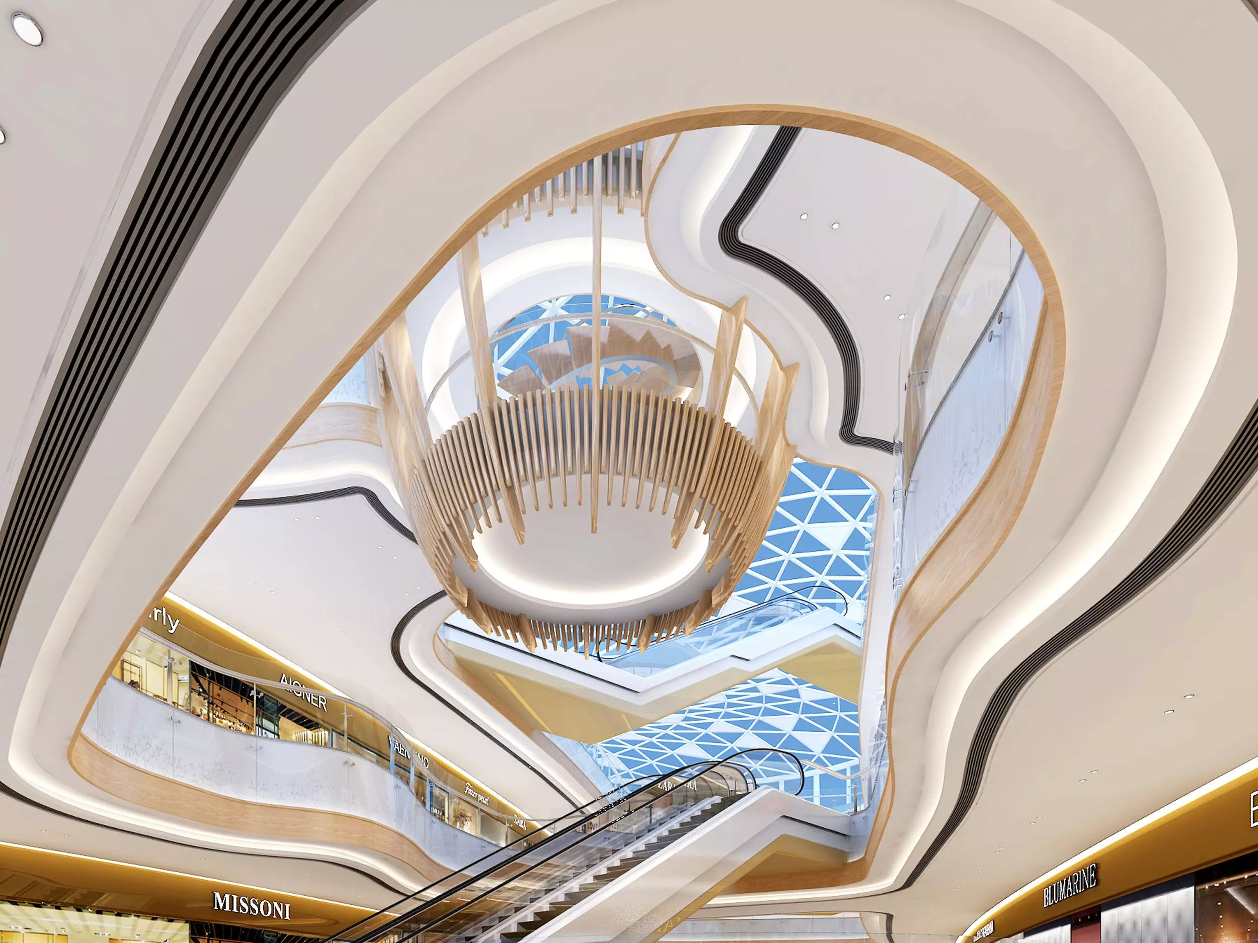 Shopping Mall interior Low-poly 3D model_3