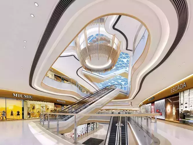 Shopping Mall interior Low-poly 3D model Shopping Mall interior Low-poly 3D model