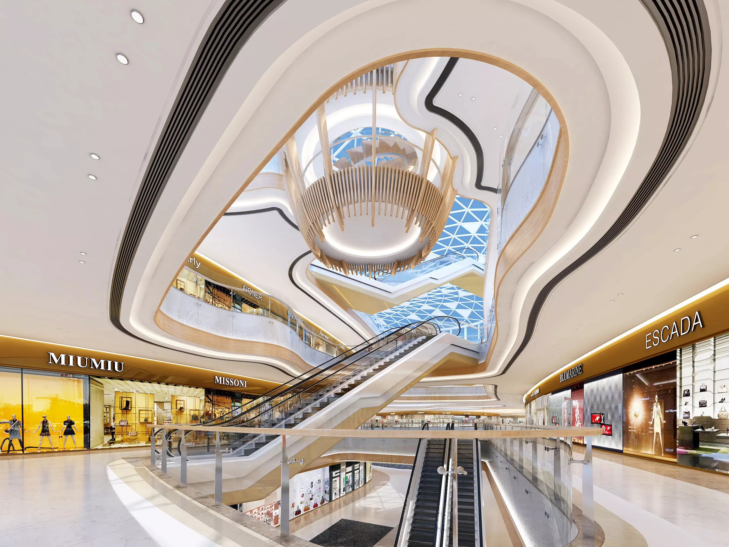 Shopping Mall interior Low-poly 3D model_0