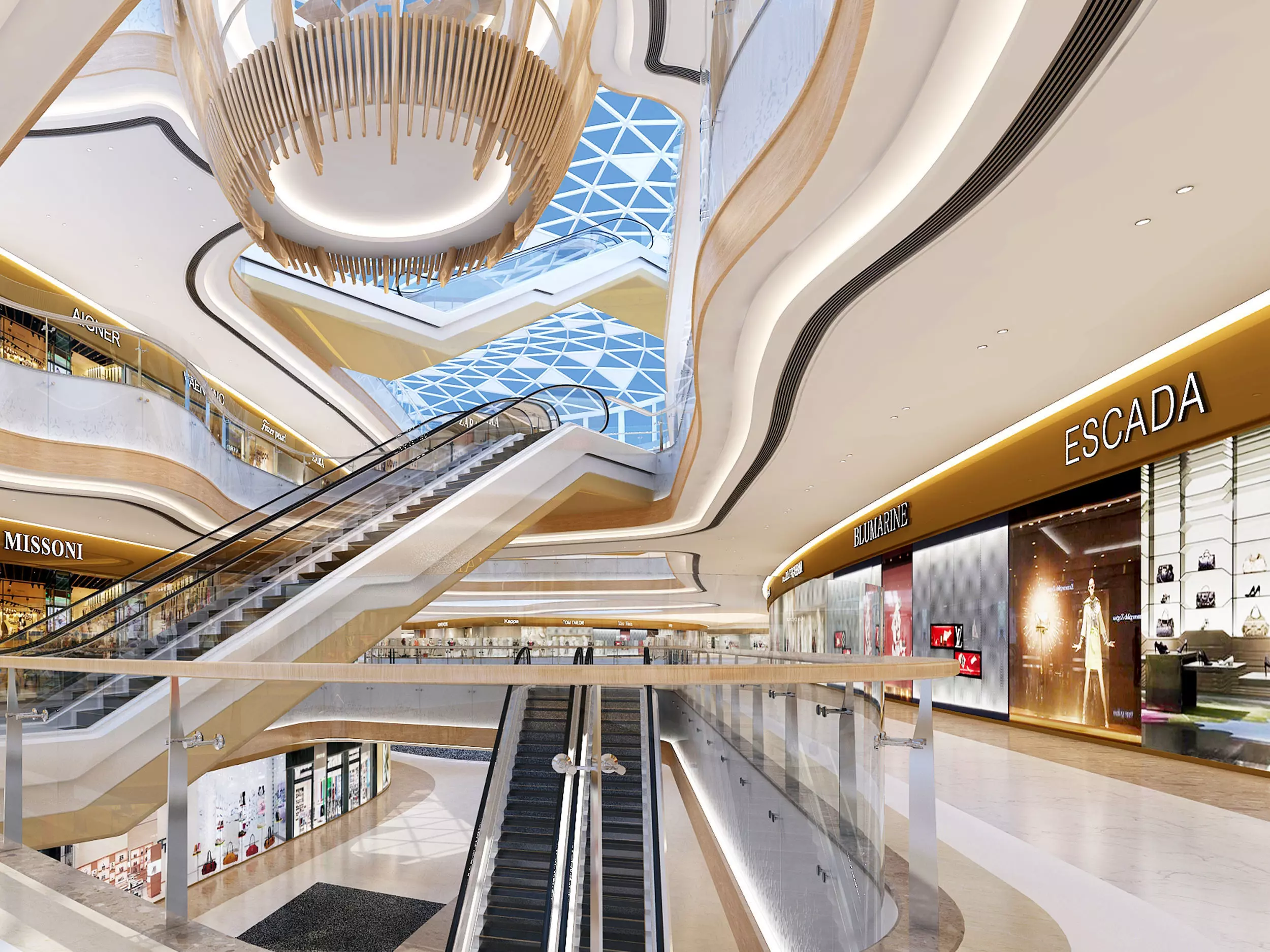 Shopping Mall interior Low-poly 3D model_1