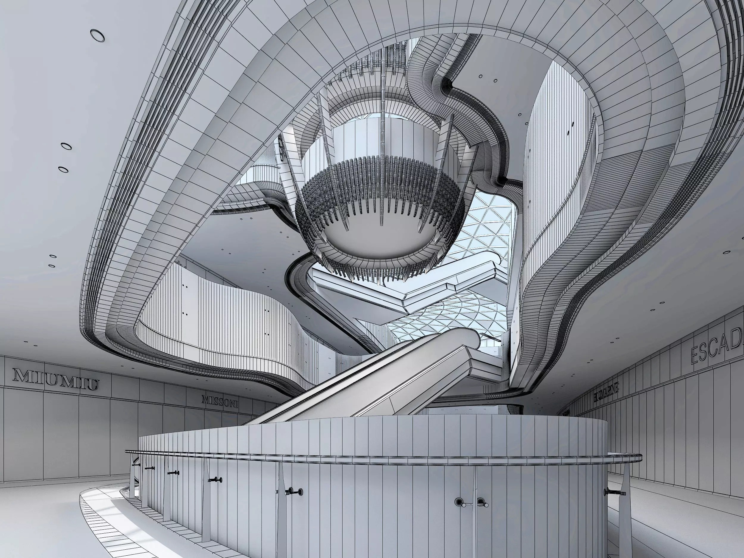 Shopping Mall interior Low-poly 3D model_6