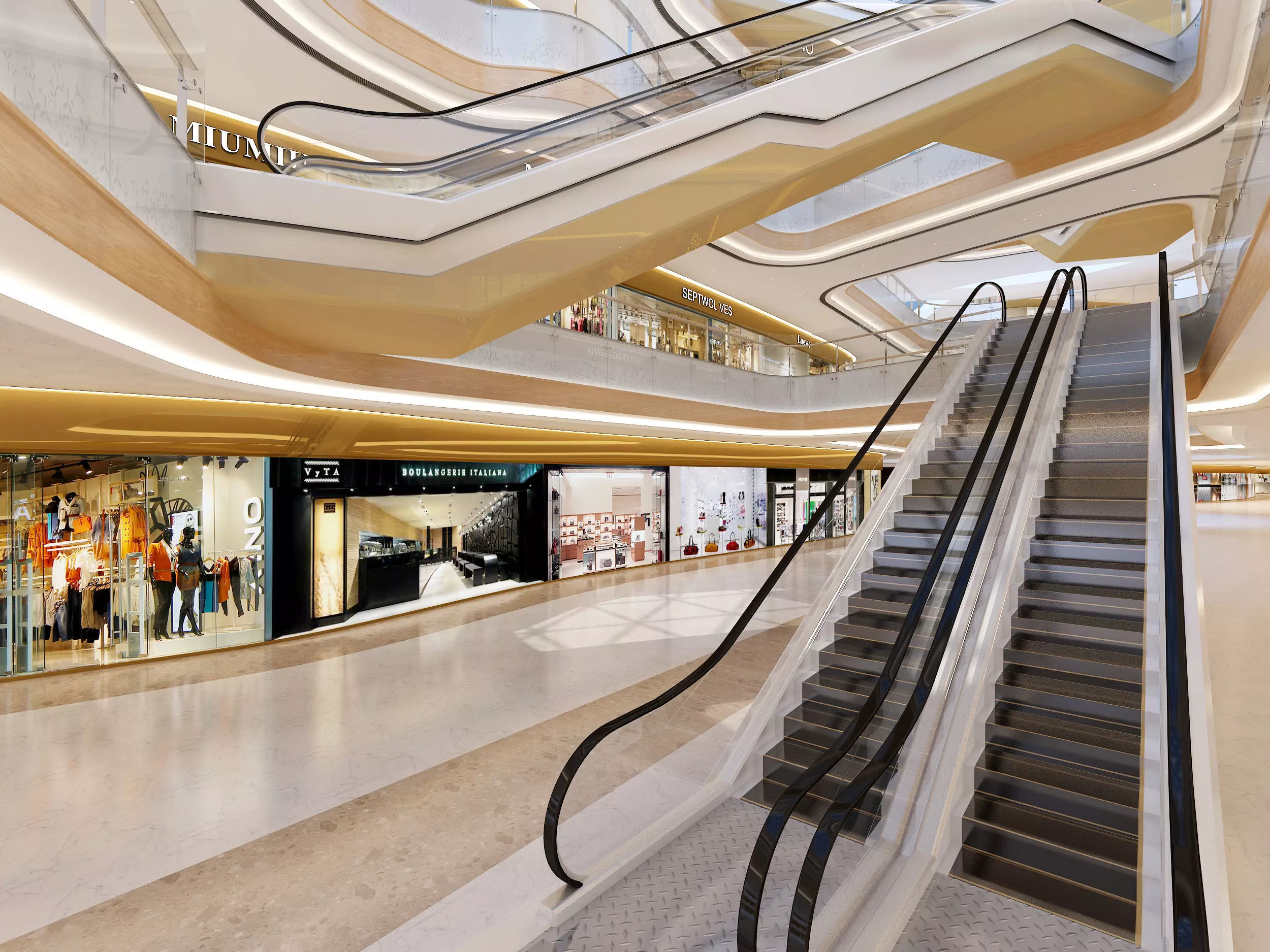 Shopping Mall interior Low-poly 3D model_2