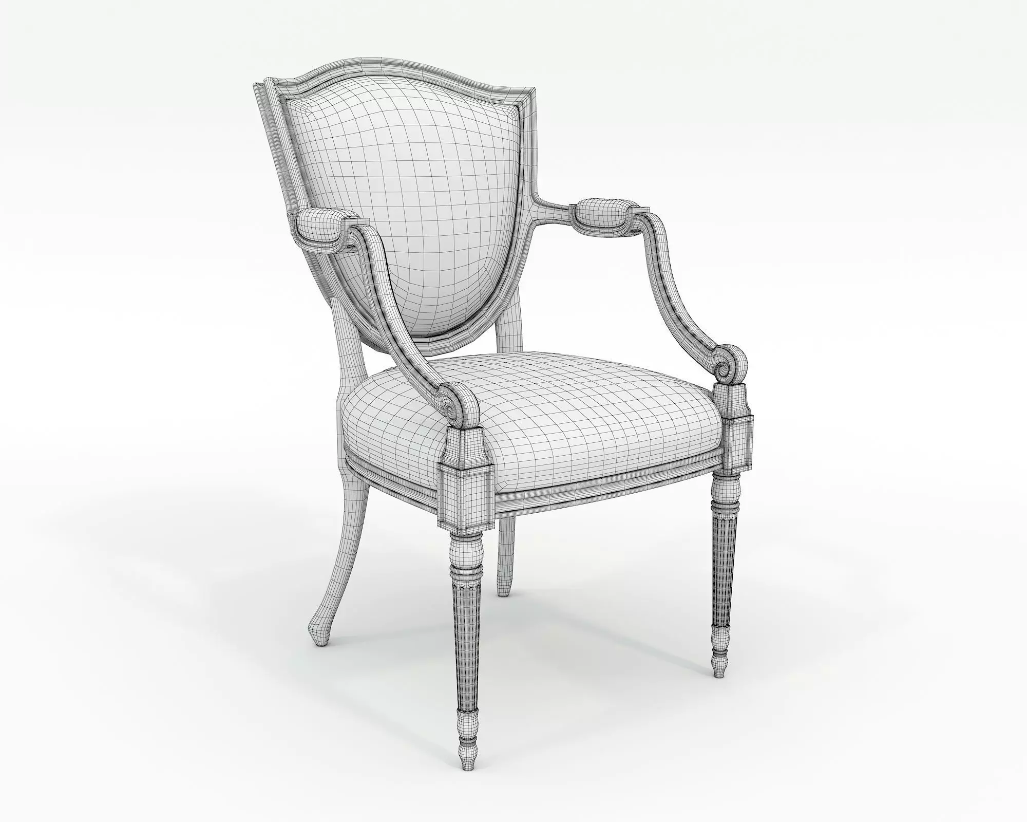 European style Dining Table and Chairs 14 3D model_9