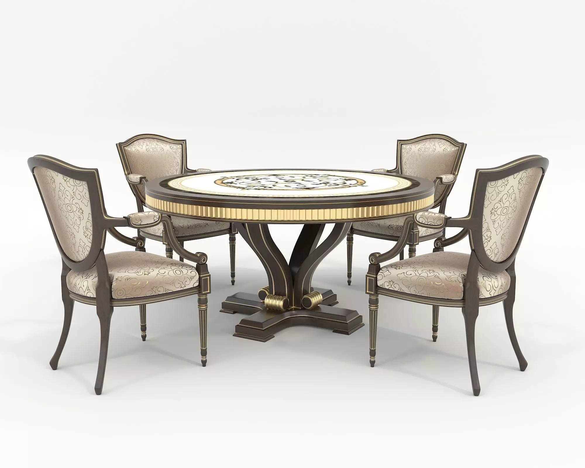 European style Dining Table and Chairs 14 3D model_0