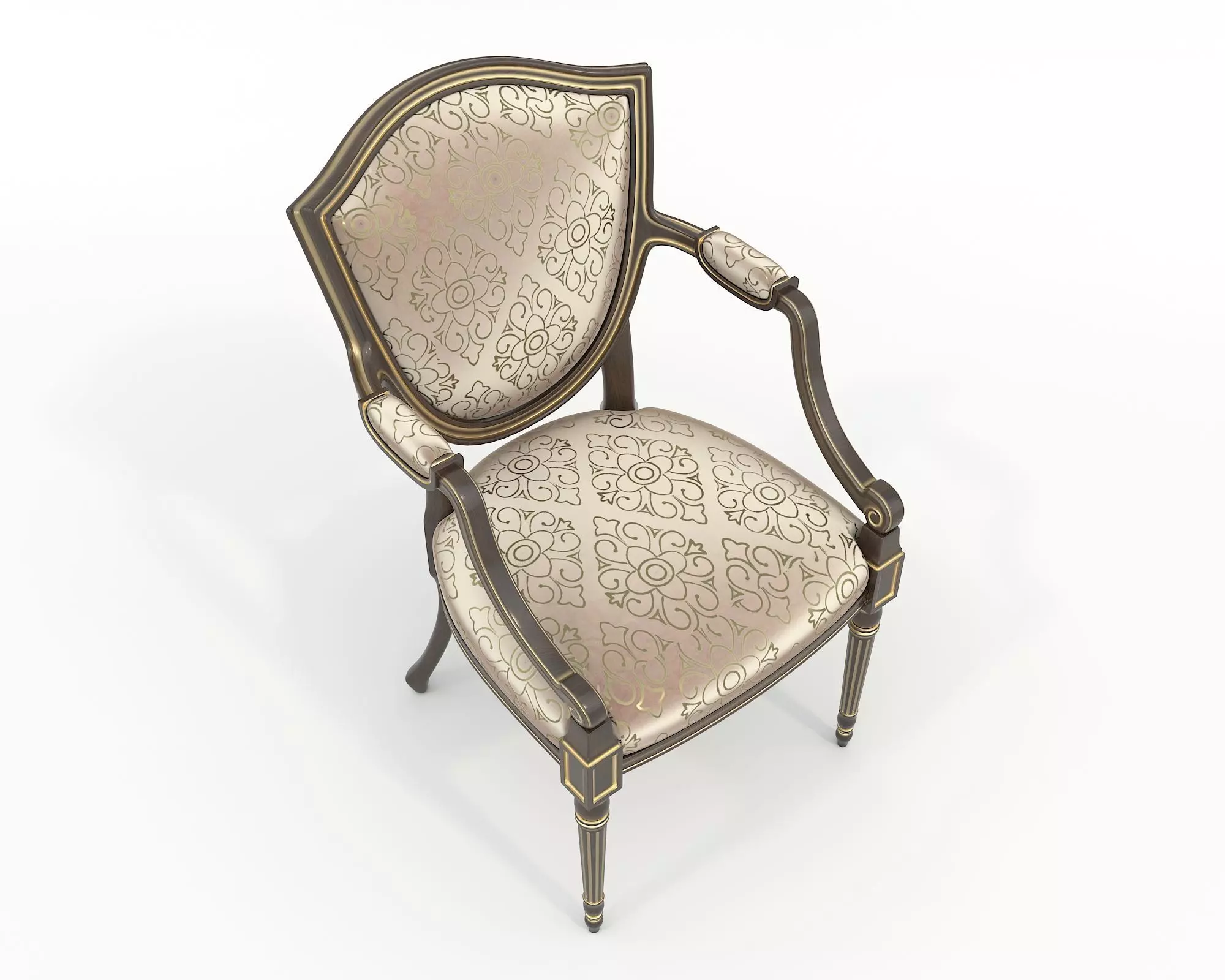 European style Dining Table and Chairs 14 3D model_7