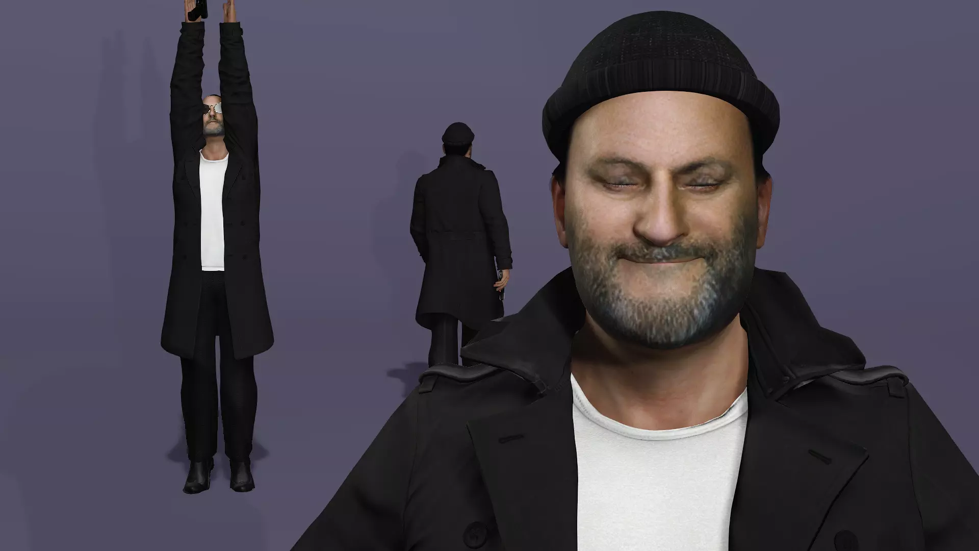 Jean Reno as Leon The Professional Fully Rigged for Unreal Low-poly 3D model_7